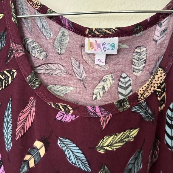 Lularoe Nicole dress 2XL all over novelty print feathers - Picture 3 of 8